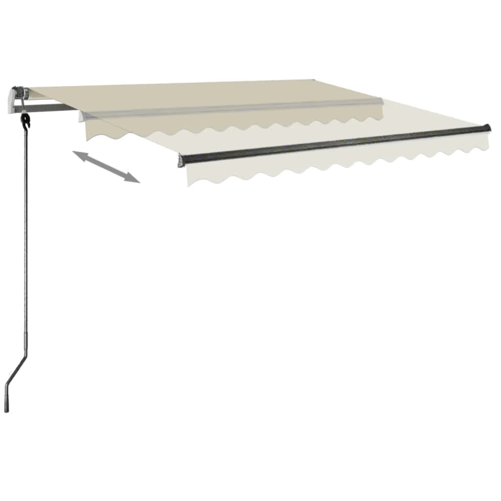 Copertină autonomă retractabilă manual, crem, 350x250 cm