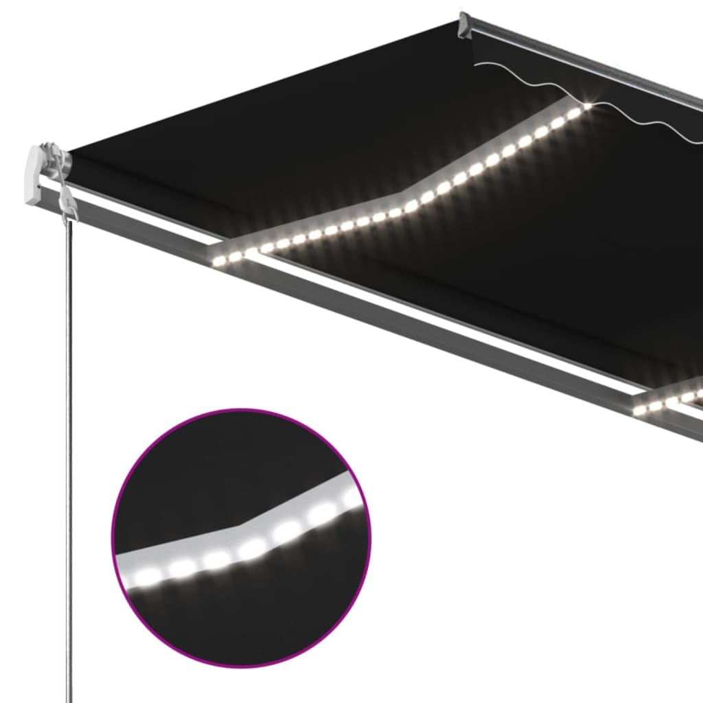 Copertină retractabilă manual cu LED, antracit, 350x250 cm