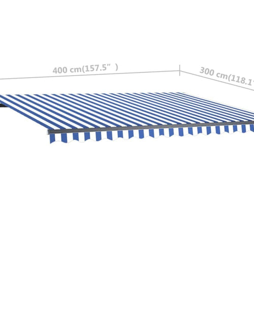 Încărcați imaginea în vizualizatorul Galerie, Copertină autonomă retractabilă manual albastru/alb 400x300 cm
