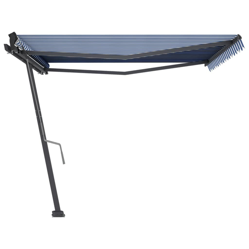 Copertină autonomă retractabilă manual albastru/alb 400x300 cm