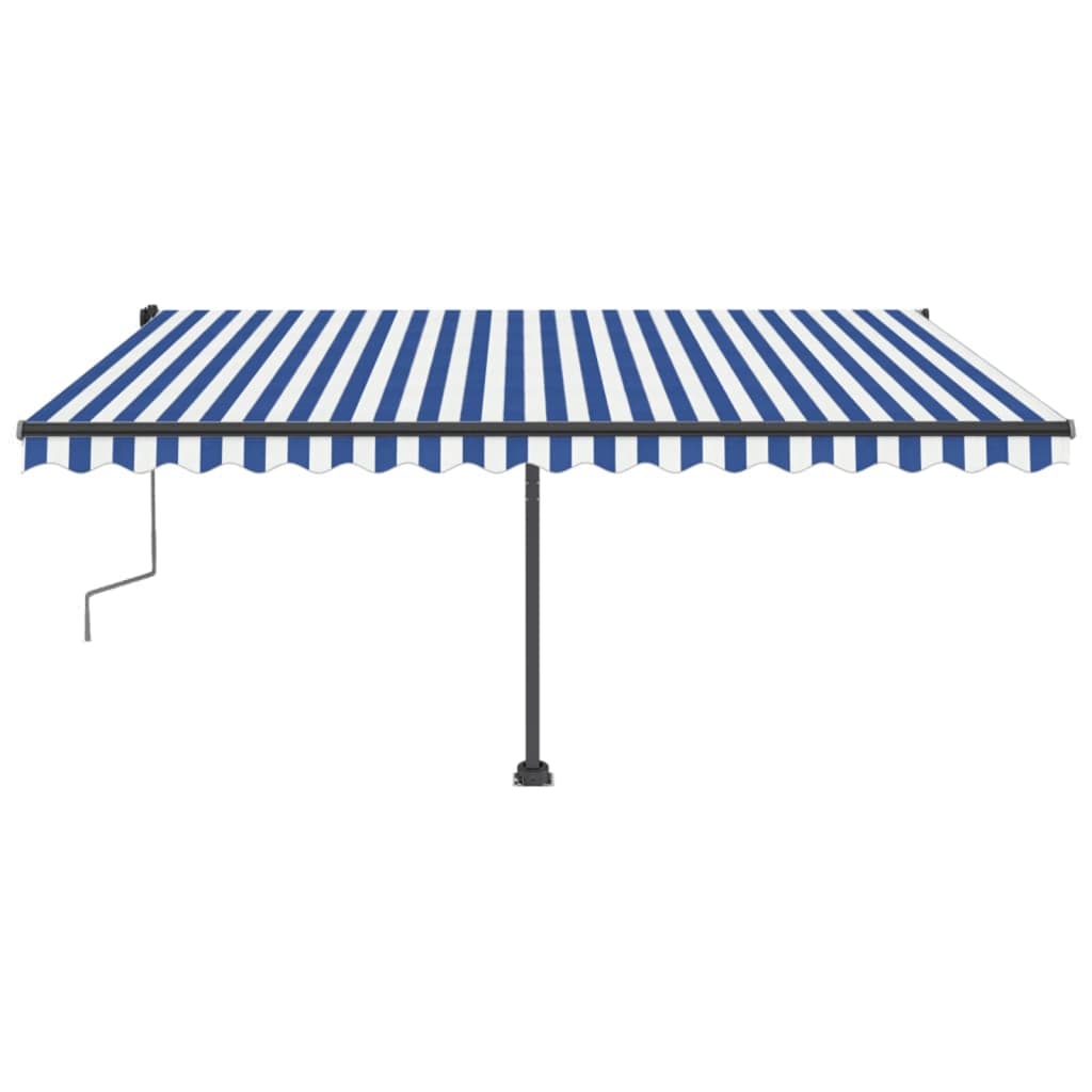 Copertină autonomă retractabilă manual albastru/alb 400x300 cm