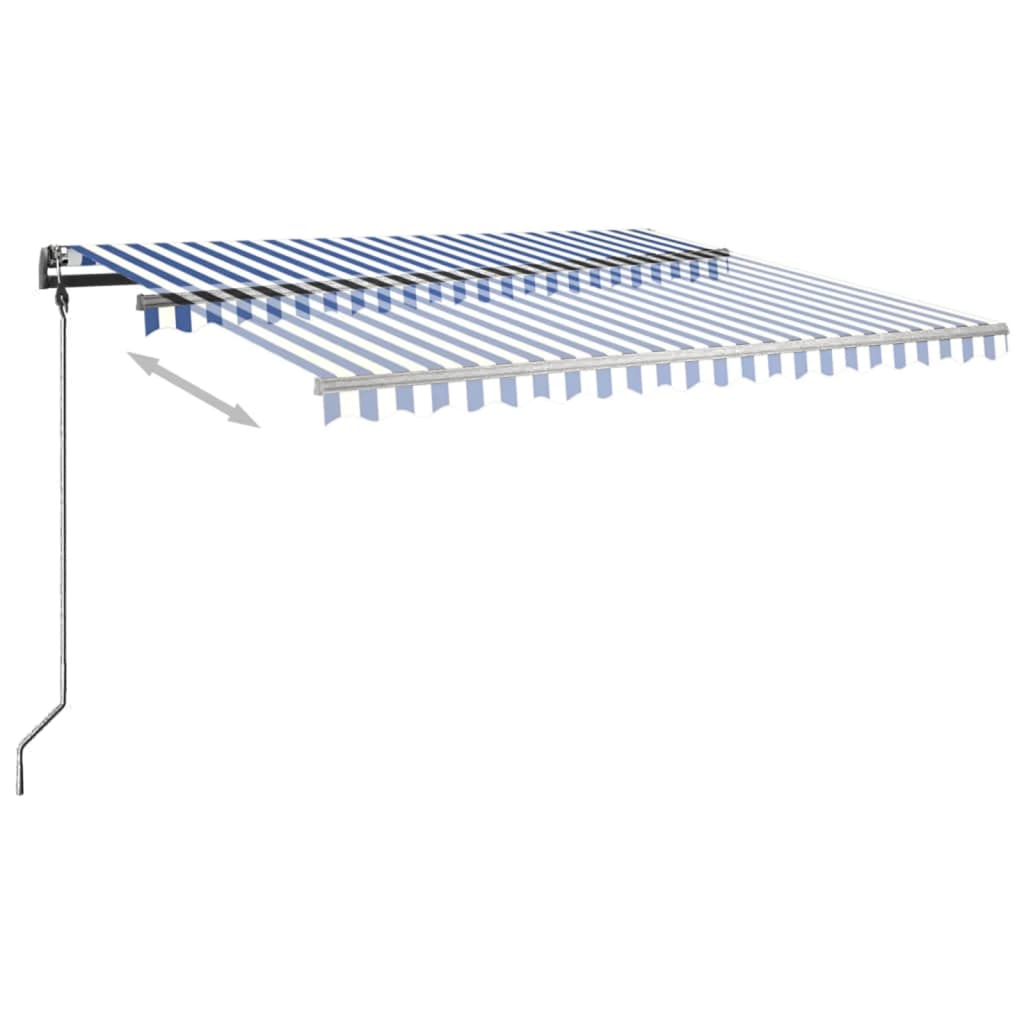 Copertină autonomă retractabilă manual albastru/alb 400x300 cm