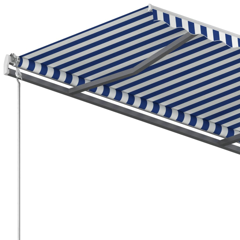 Copertină autonomă retractabilă manual albastru/alb 400x300 cm