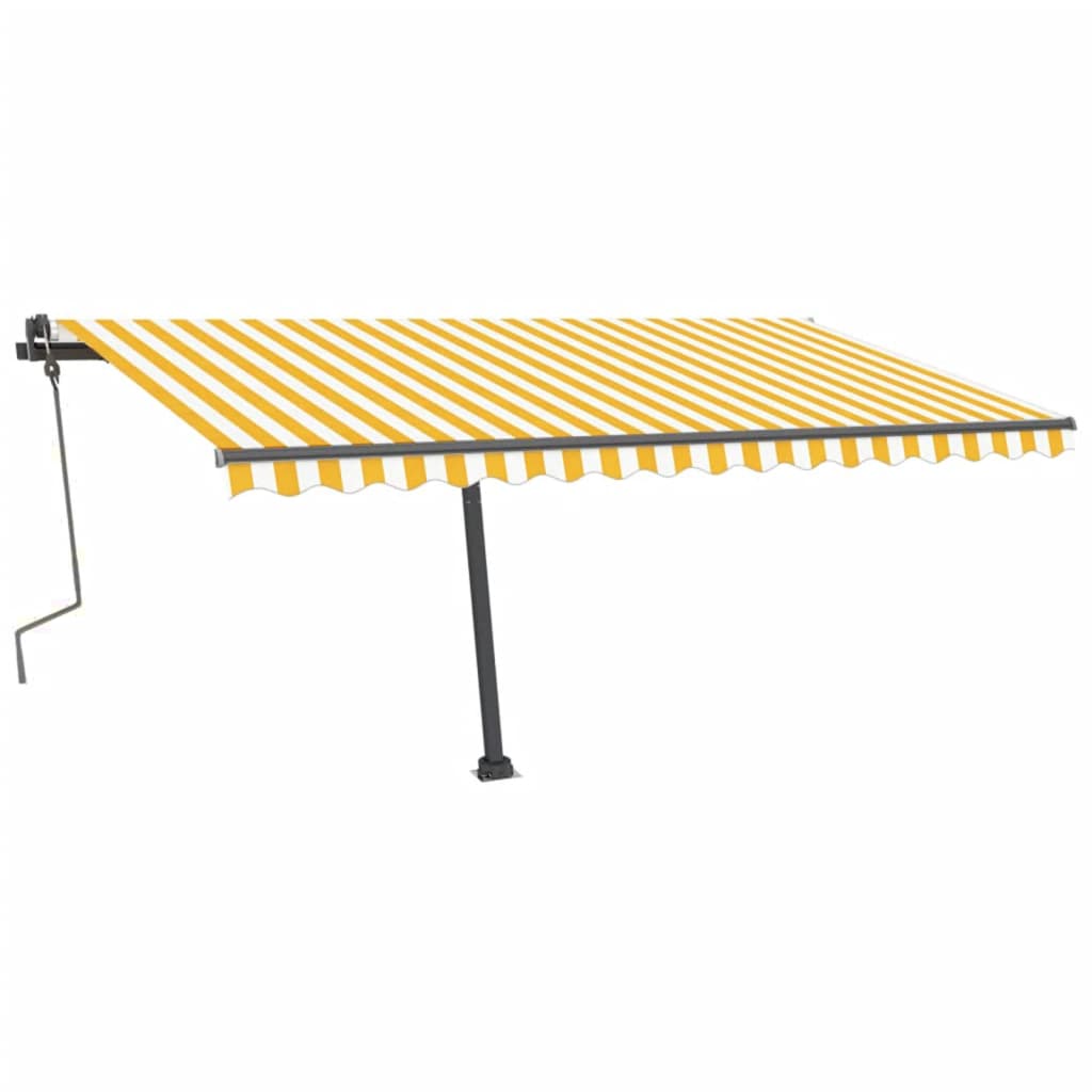 Copertină autonomă retractabilă manual, galben/alb, 400x300 cm