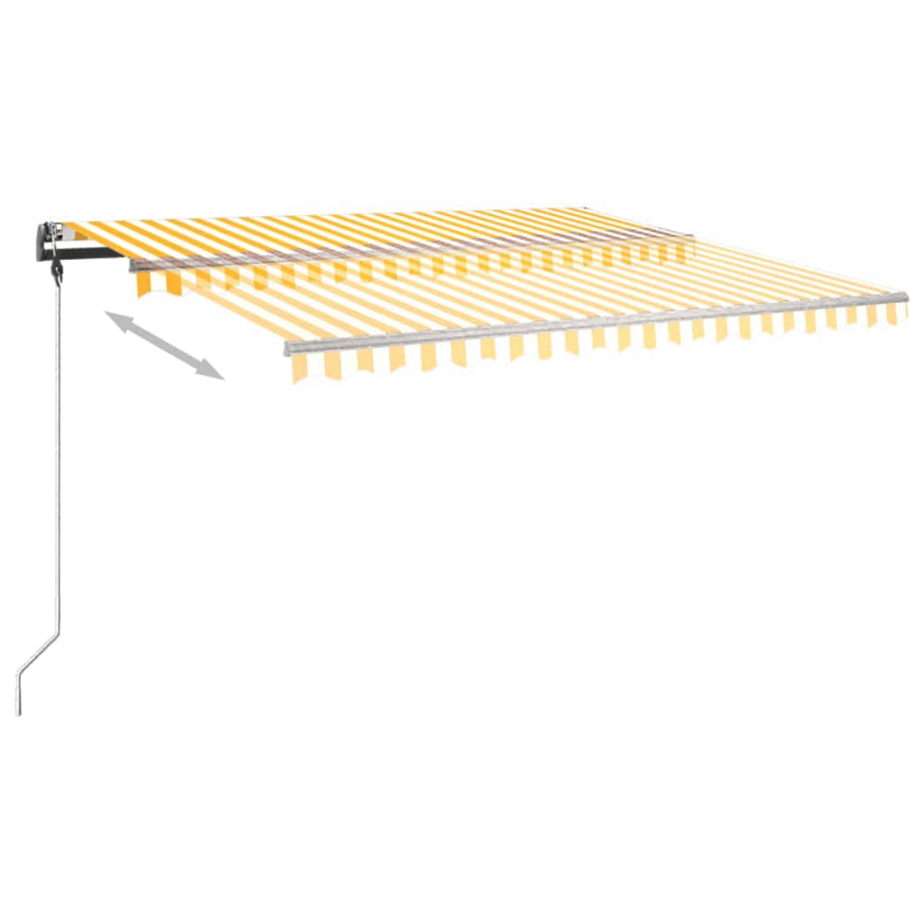 Copertină autonomă retractabilă manual, galben/alb, 400x300 cm