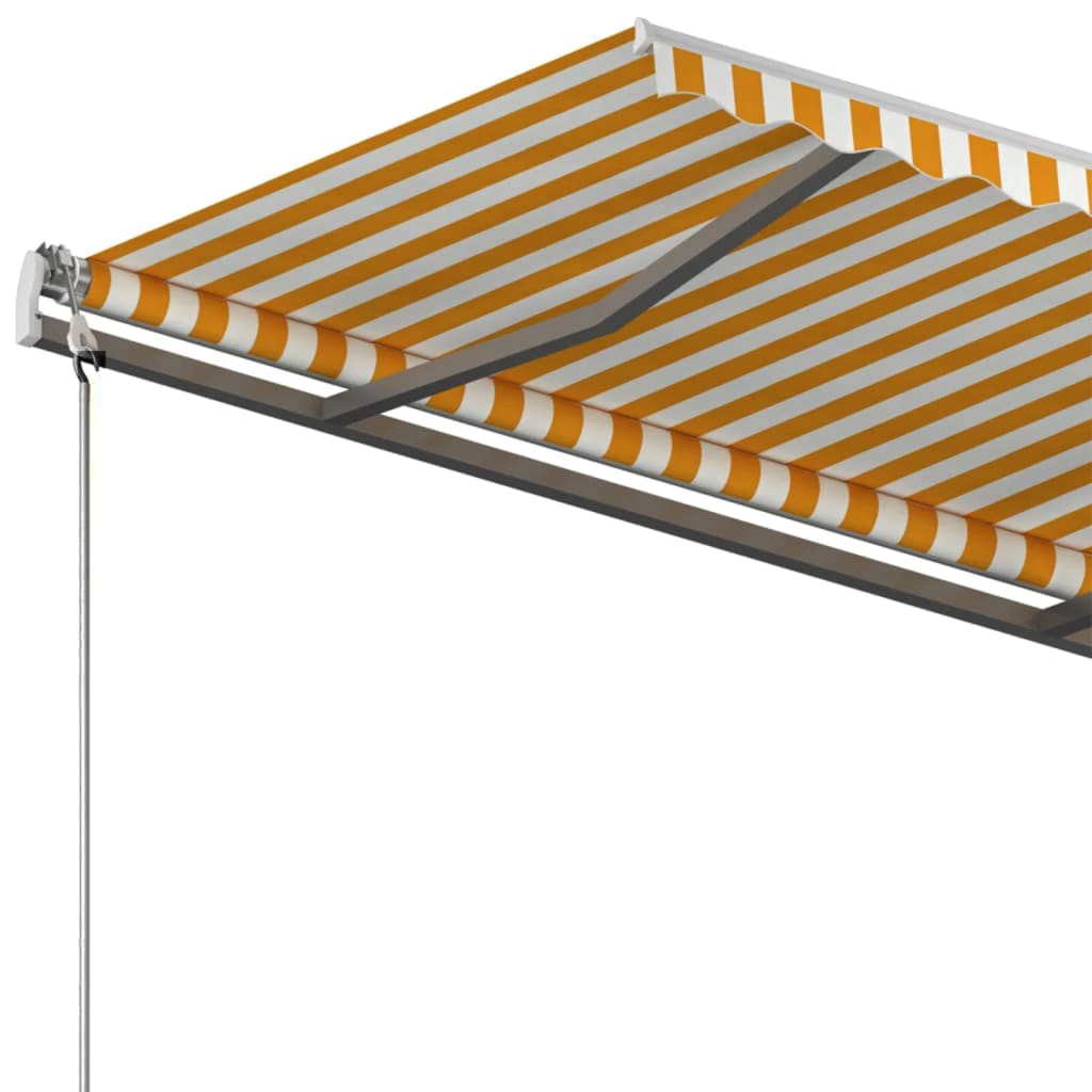 Copertină autonomă retractabilă manual, galben/alb, 400x300 cm