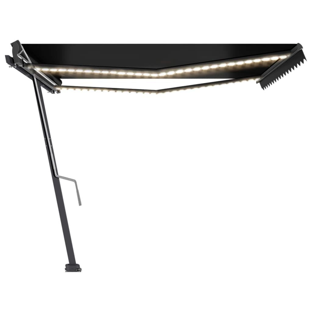 Copertină retractabilă manual cu LED, antracit, 400x300 cm