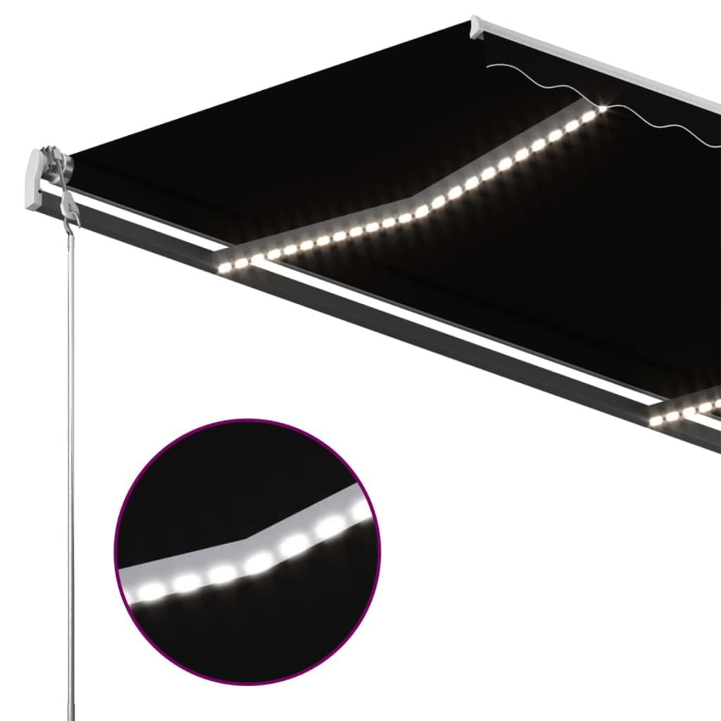 Copertină retractabilă manual cu LED, antracit, 400x300 cm