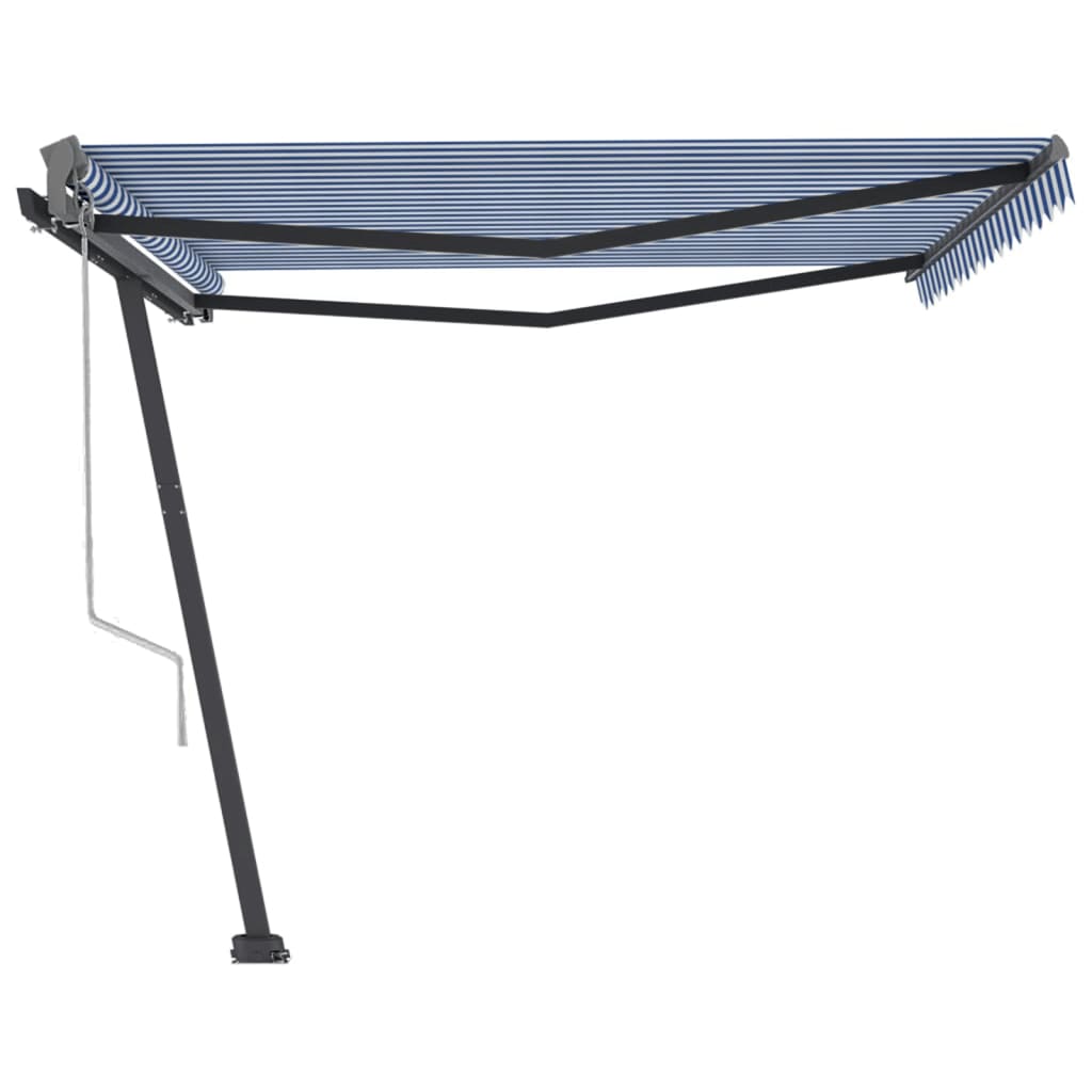 Copertină autonomă retractabilă automat albastru&alb 400x300 cm