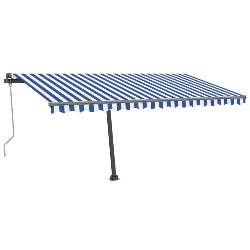 Copertină autonomă retractabilă automat albastru&alb 400x300 cm