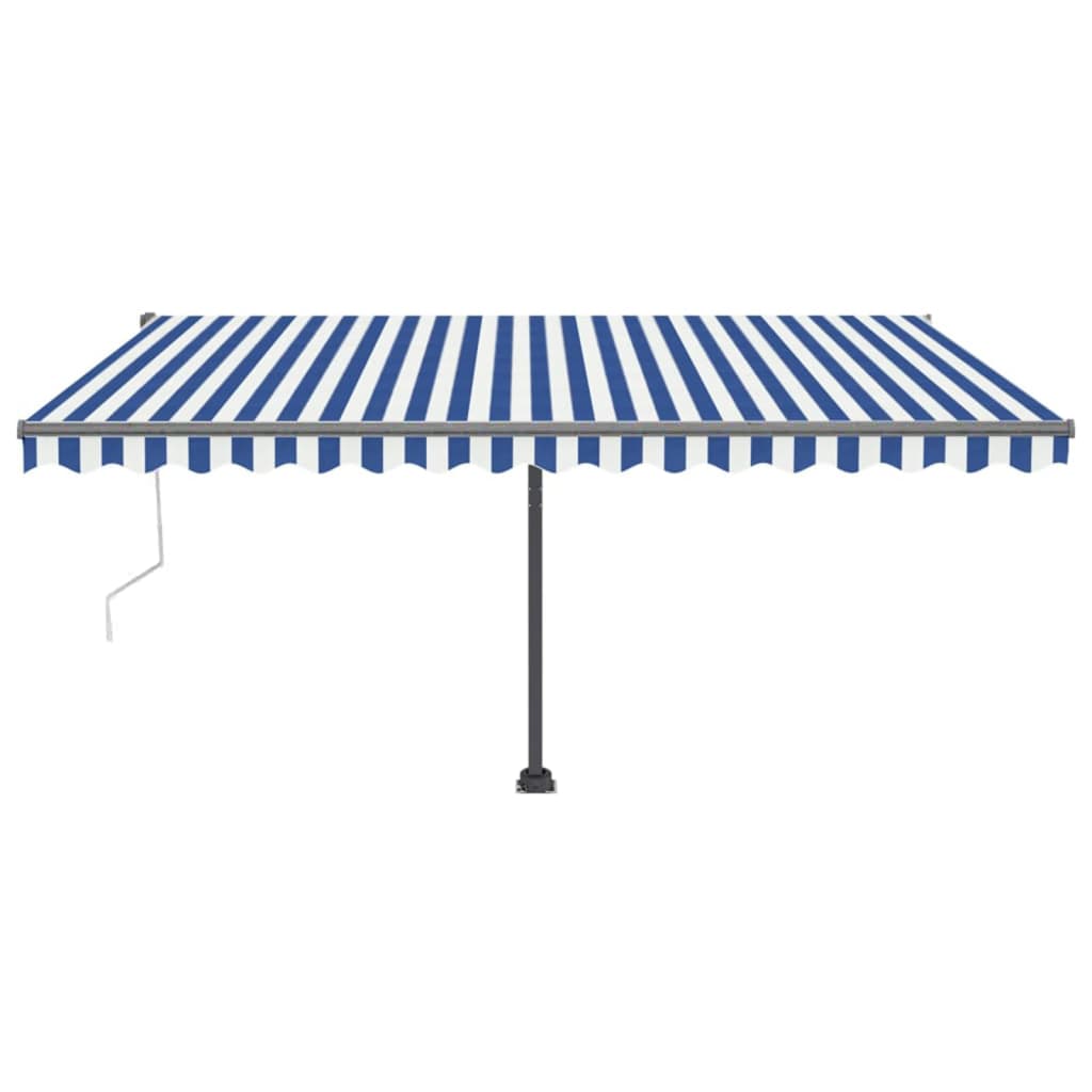 Copertină autonomă retractabilă automat albastru&alb 400x300 cm