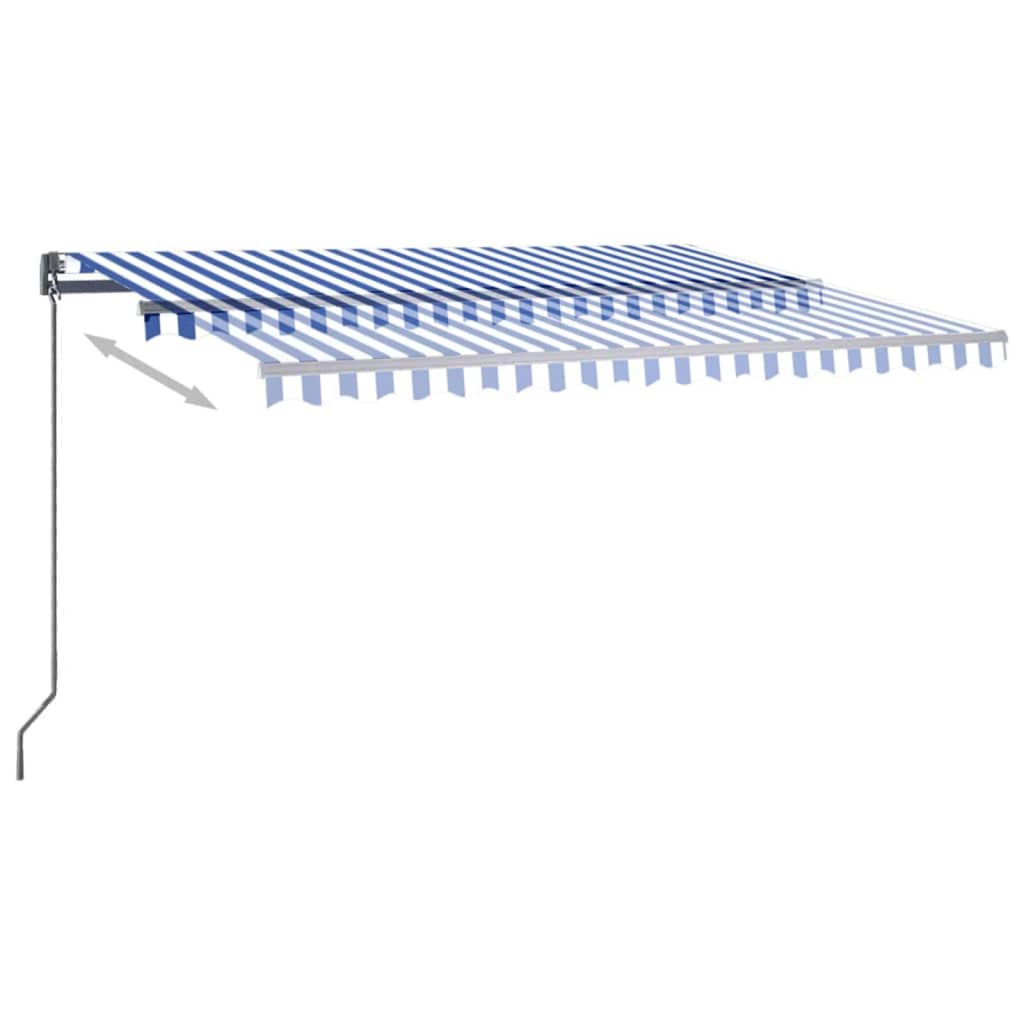 Copertină autonomă retractabilă automat albastru&alb 400x300 cm