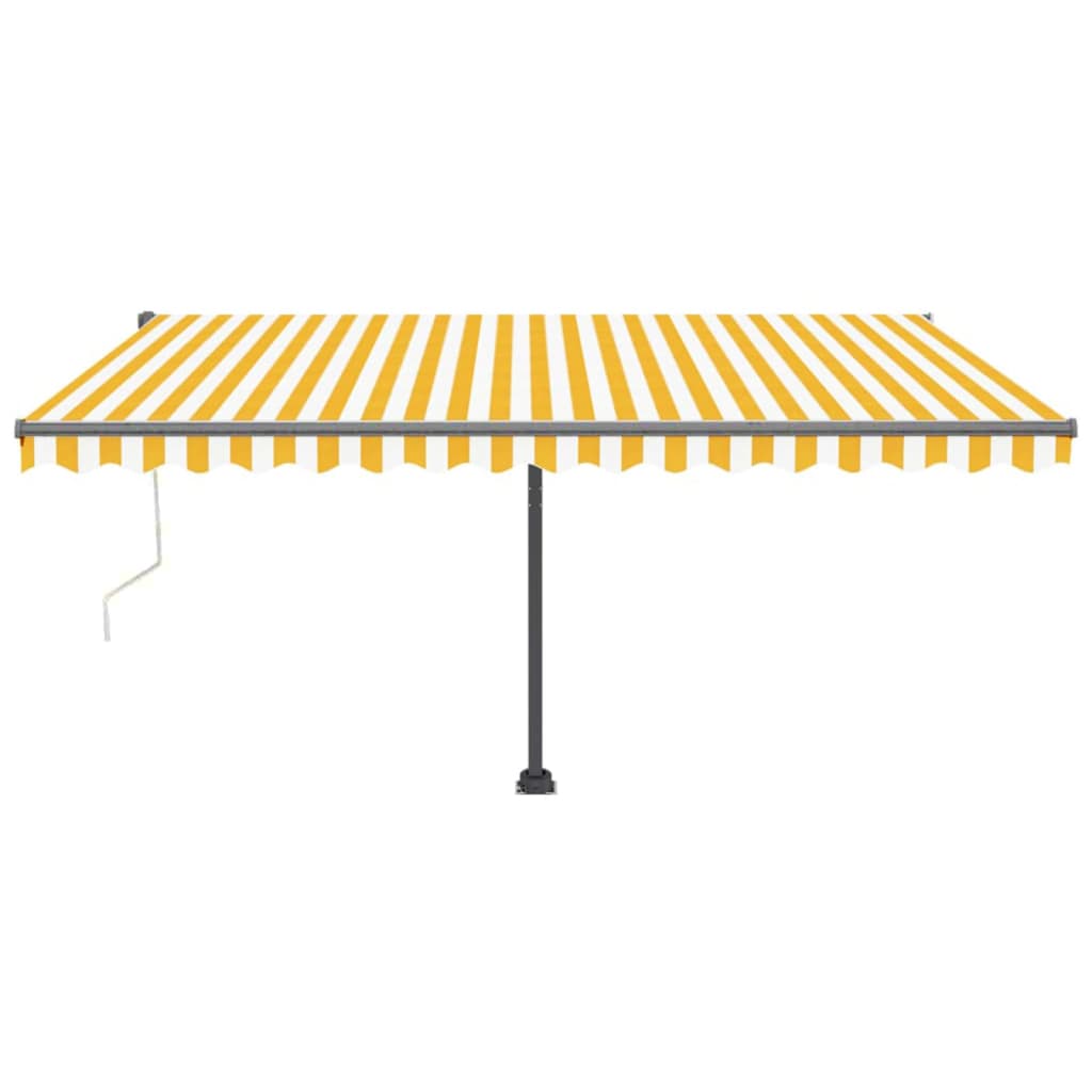 Copertină autonomă retractabilă automat galben&alb 400x300 cm