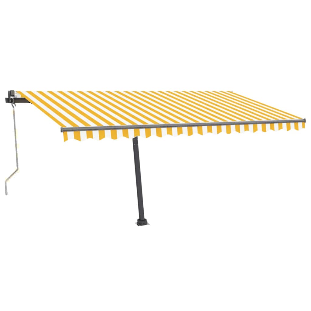 Copertină autonomă retractabilă automat galben&alb 400x300 cm