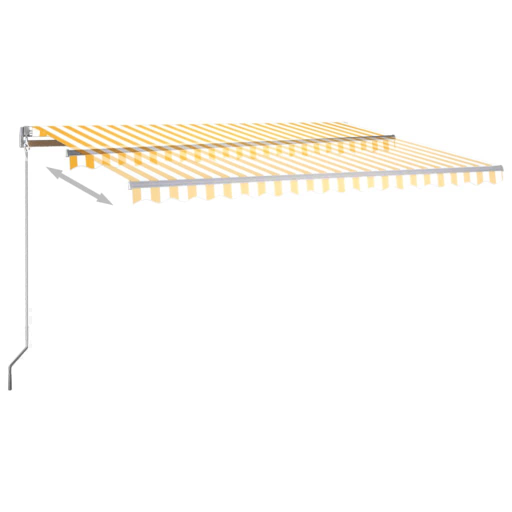 Copertină autonomă retractabilă automat galben&alb 400x300 cm