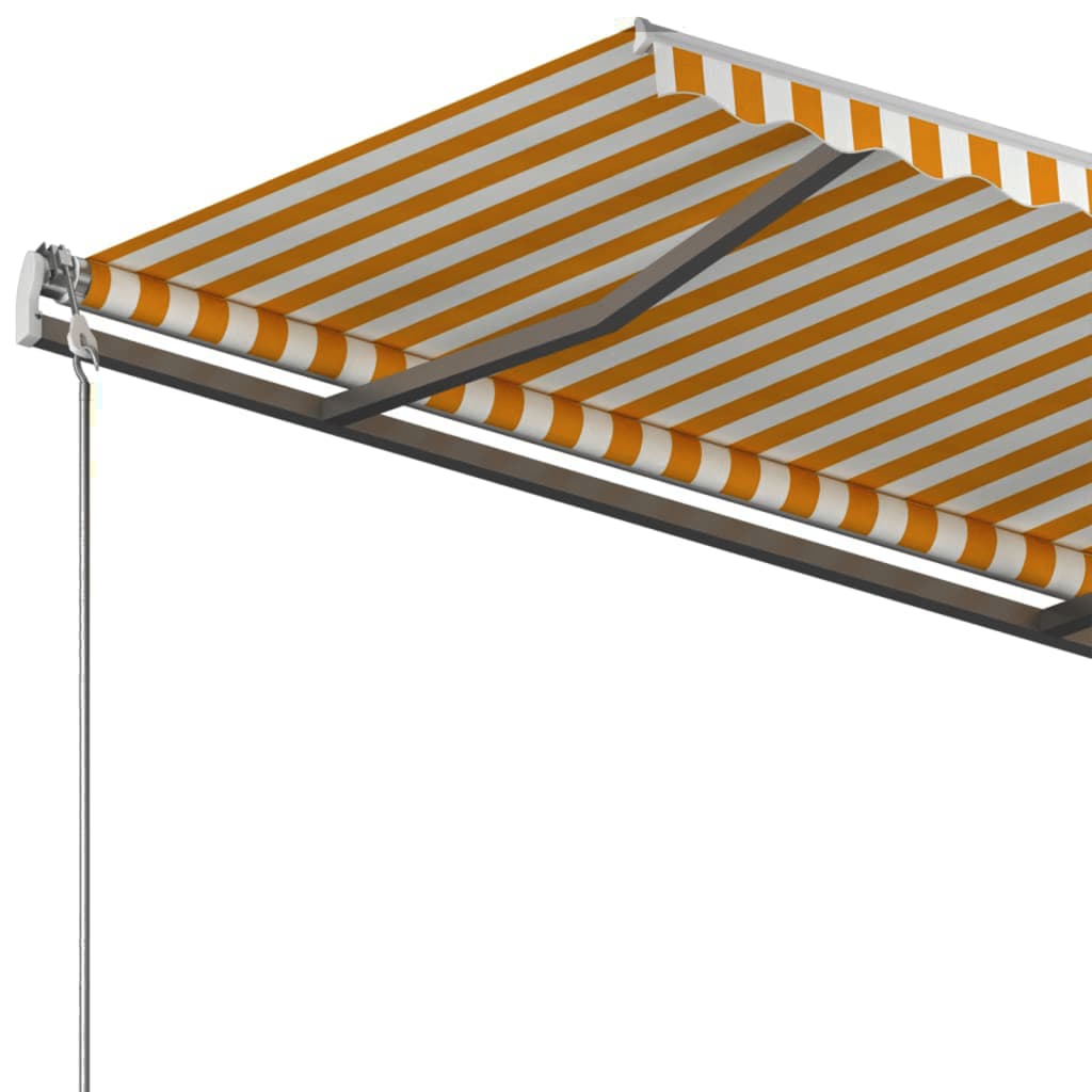 Copertină autonomă retractabilă manual, galben/alb, 450x300 cm