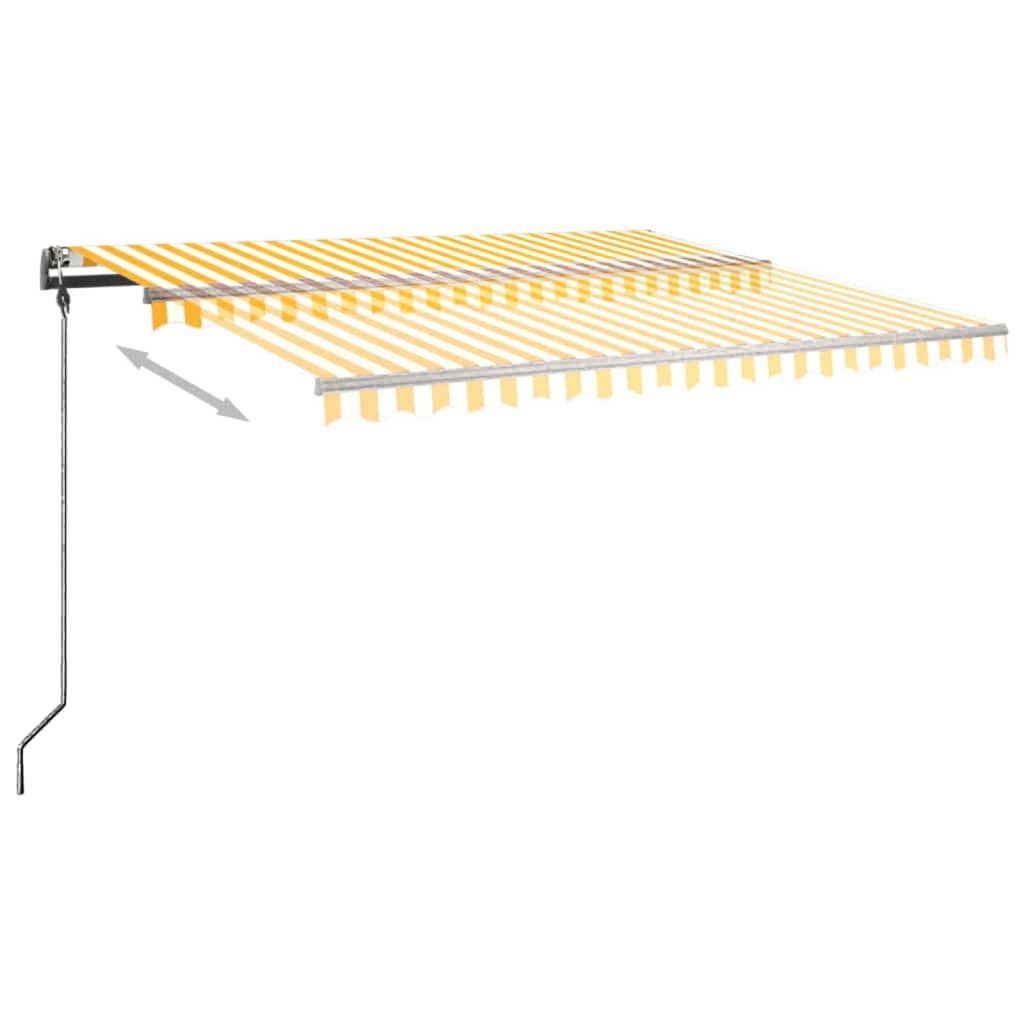 Copertină autonomă retractabilă manual, galben/alb, 450x300 cm