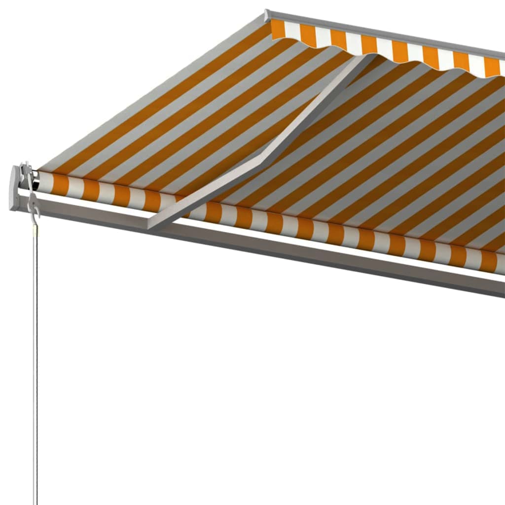 Copertină autonomă retractabilă manual, galben/alb, 500x300 cm