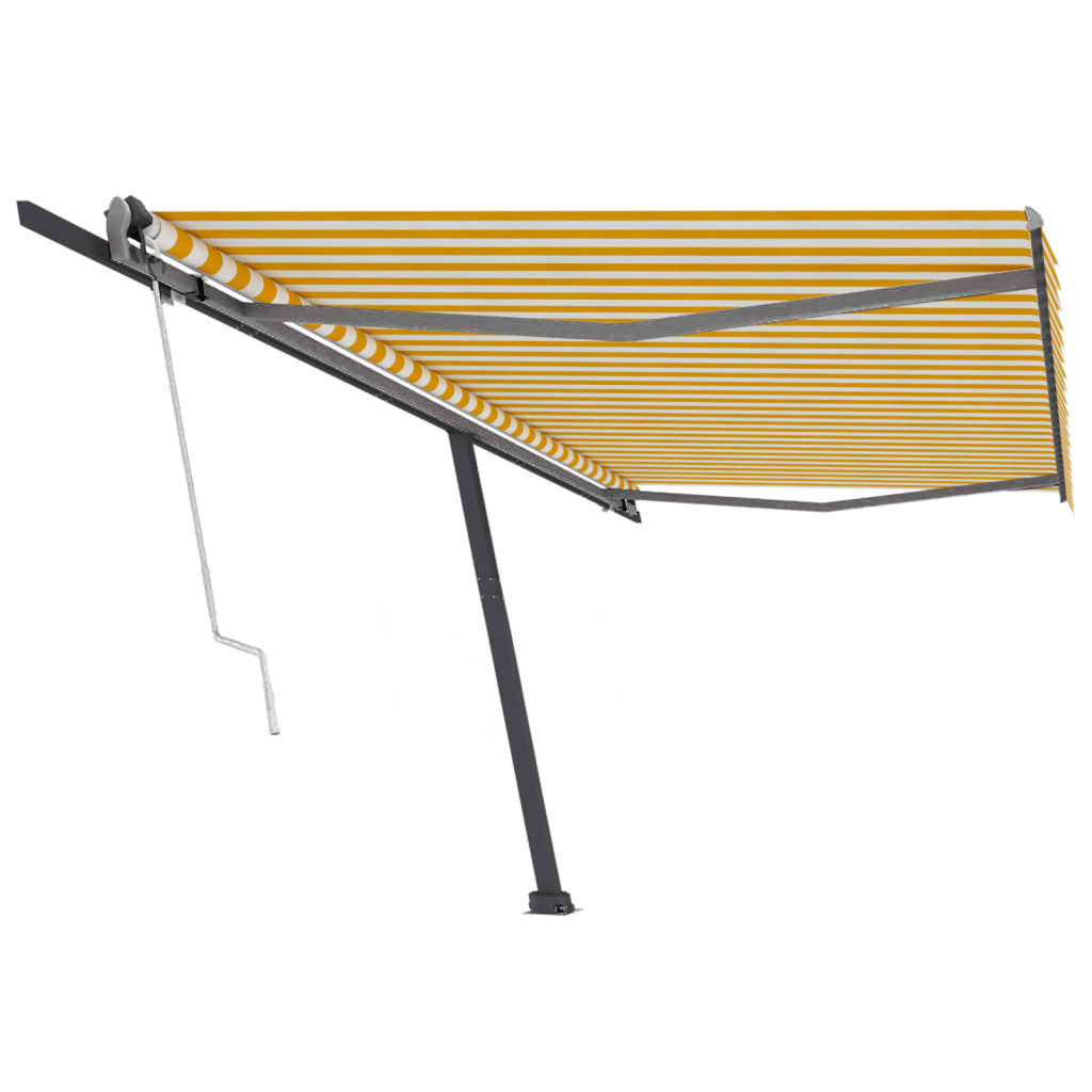 Copertină autonomă retractabilă automat galben&alb 500x300 cm