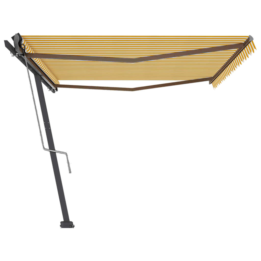 Copertină autonomă retractabilă automat galben&alb 500x300 cm