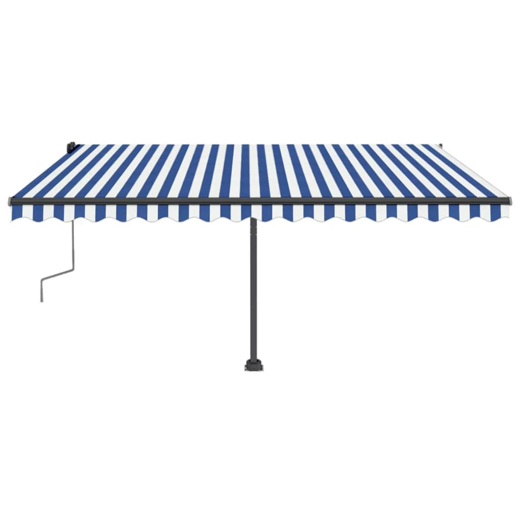 Copertină autonomă retractabilă manual albastru&alb 400x350 cm