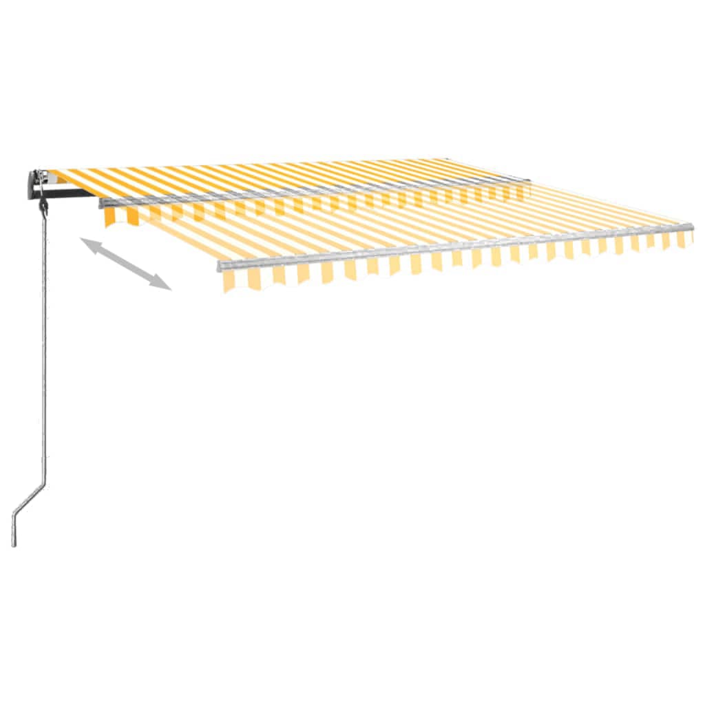 Copertină autonomă retractabilă manual, galben&alb, 400x350 cm