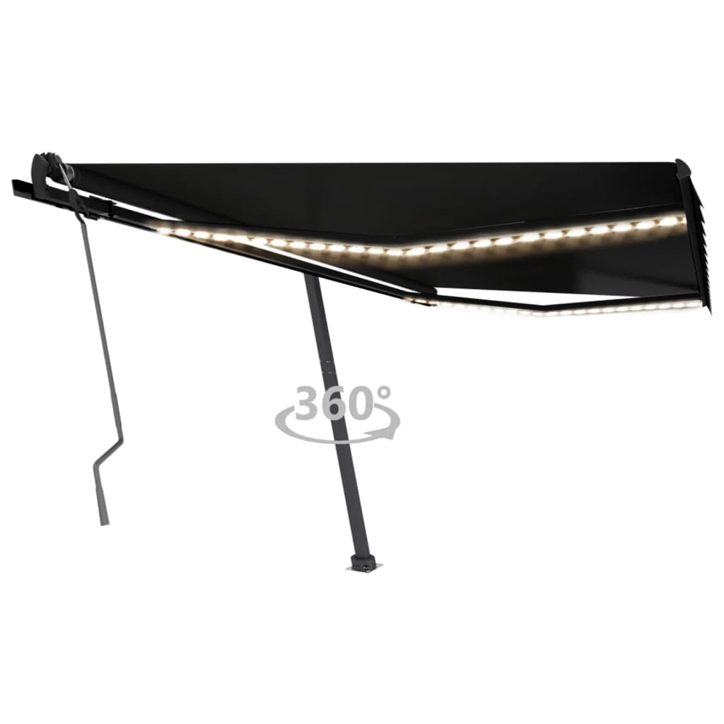 Copertină retractabilă manual cu LED, antracit, 400x350 cm