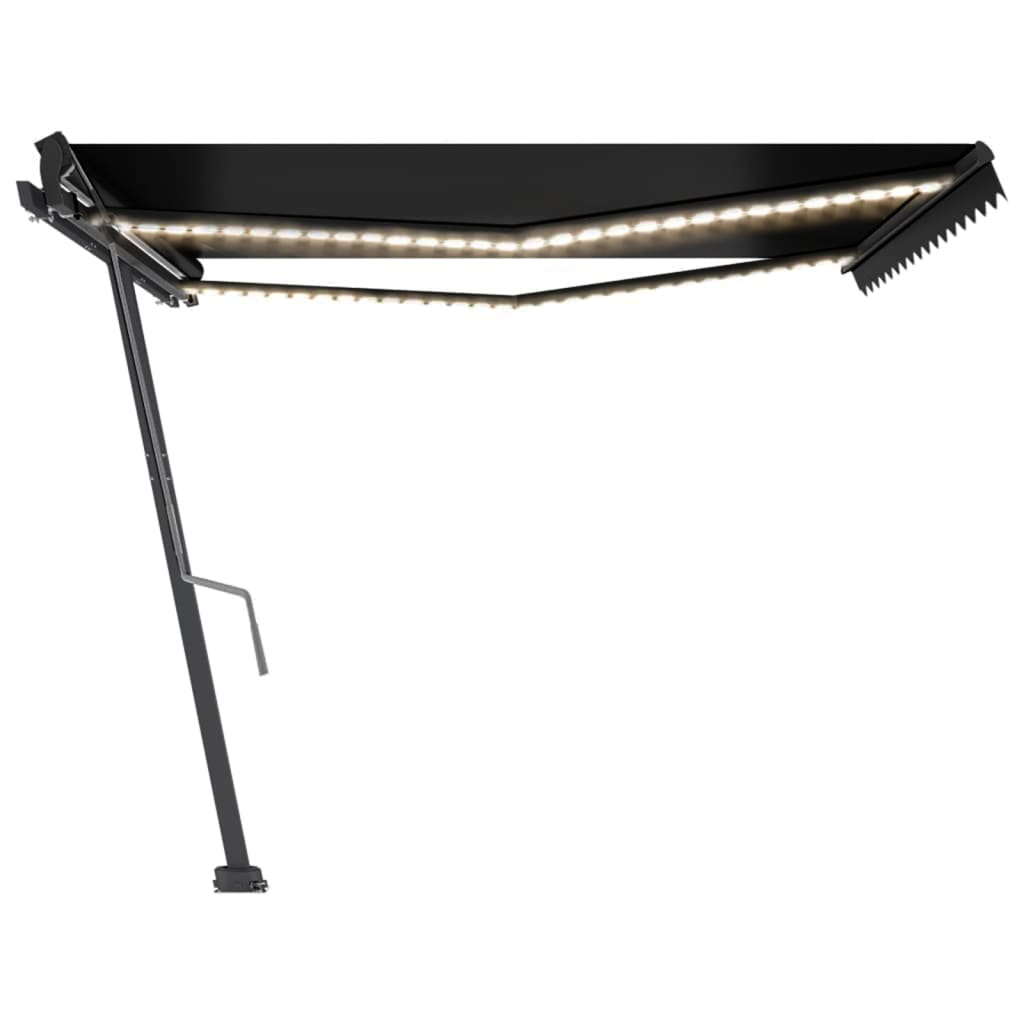 Copertină retractabilă manual cu LED, antracit, 400x350 cm