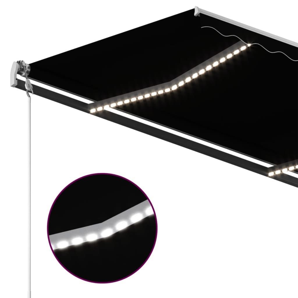 Copertină retractabilă manual cu LED, antracit, 400x350 cm