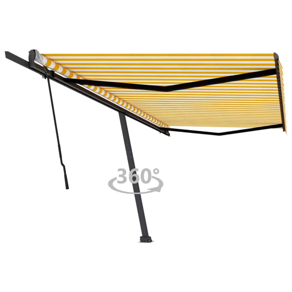 Copertină autonomă retractabilă manual galben/alb 500x350 cm