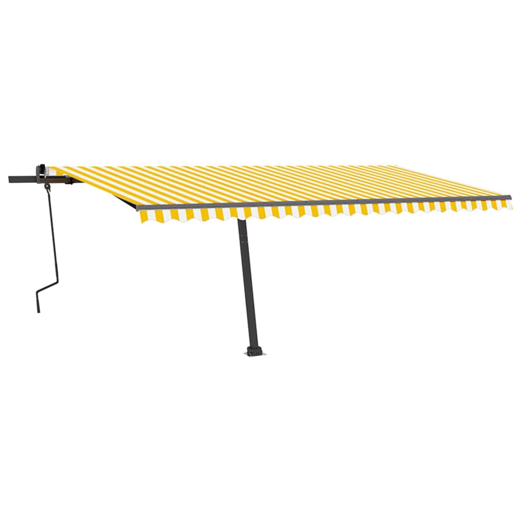 Copertină retractabilă manual cu LED, galben și alb, 500x350 cm