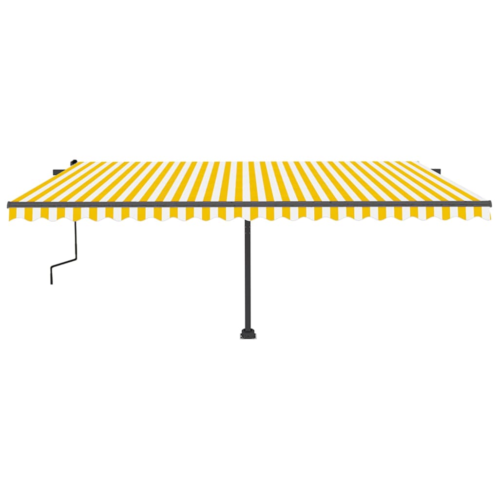 Copertină retractabilă manual cu LED, galben și alb, 500x350 cm