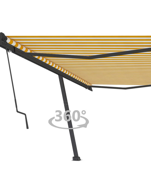 Загрузите изображение в средство просмотра галереи, Copertină autonomă retractabilă automat galben&amp;alb 500x350 cm
