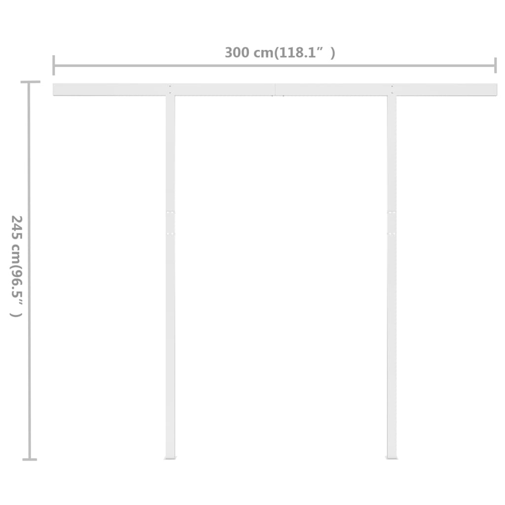 Copertină retractabilă manual cu stâlpi, albastru/alb, 3x2,5 m