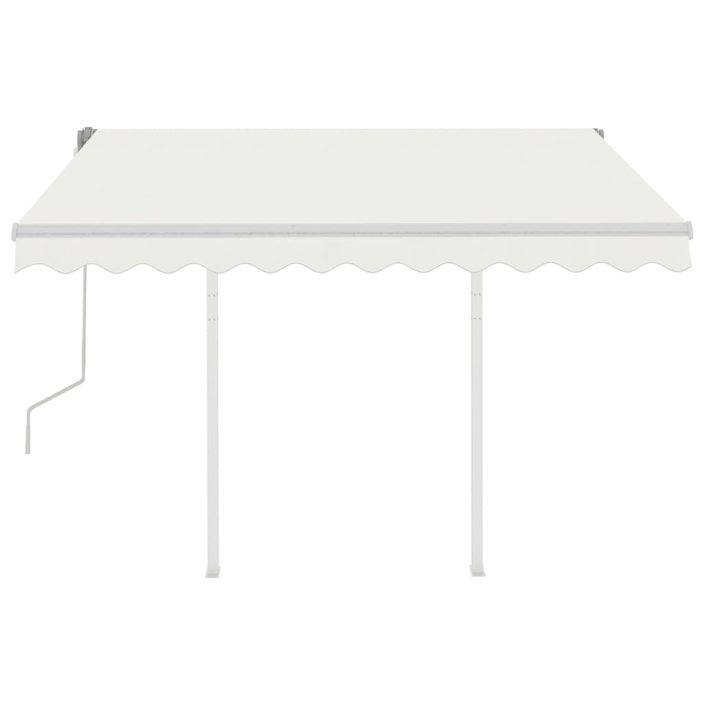 Copertină retractabilă manual cu stâlpi, crem, 3x2,5 m