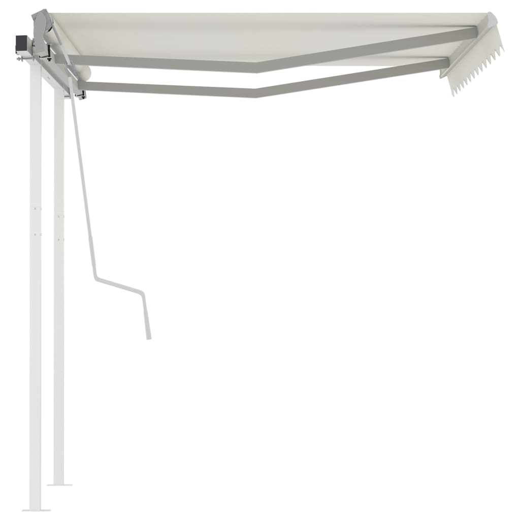 Copertină retractabilă manual cu stâlpi, crem, 3x2,5 m