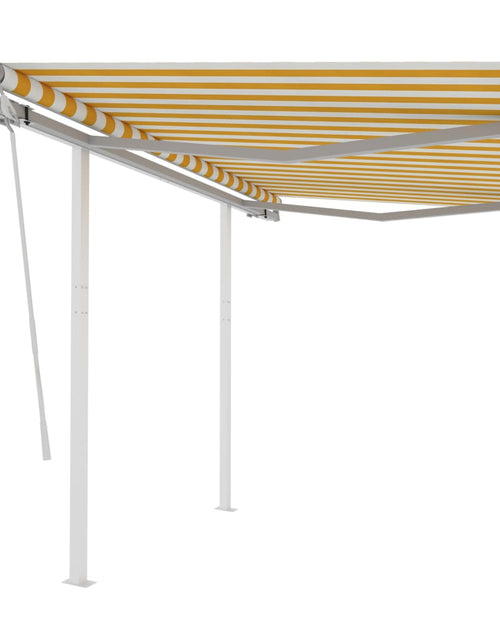 Încărcați imaginea în vizualizatorul Galerie, Copertină retractabilă manual cu stâlpi, galben/alb, 3x2,5 m - Lando
