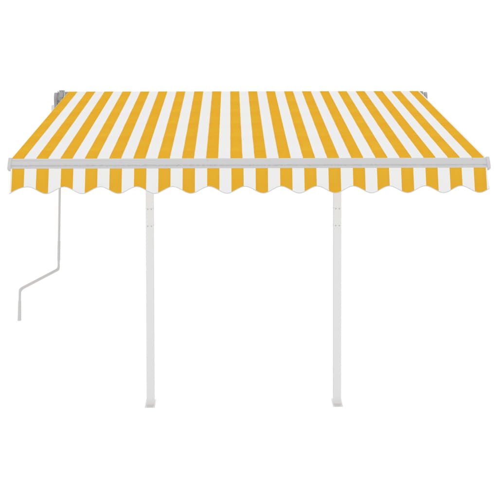 Copertină retractabilă manual cu stâlpi, galben/alb, 3x2,5 m - Lando