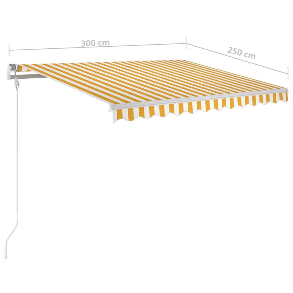 Copertină retractabilă manual cu stâlpi, galben/alb, 3x2,5 m - Lando