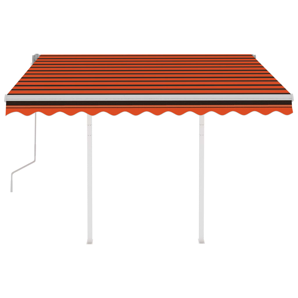 Copertină retractabilă manual cu stâlpi portocaliu/maro 3x2,5 m