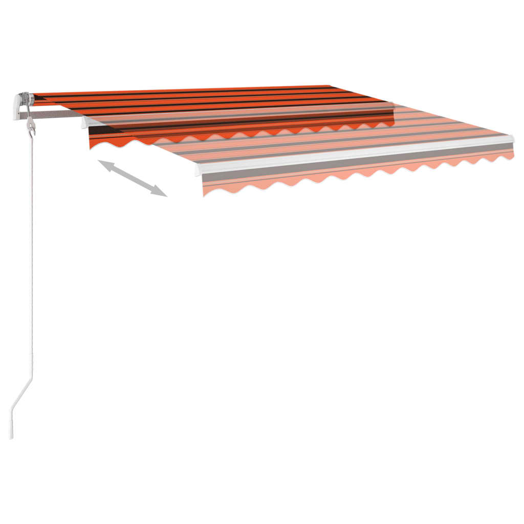 Copertină retractabilă manual cu stâlpi portocaliu/maro 3x2,5 m