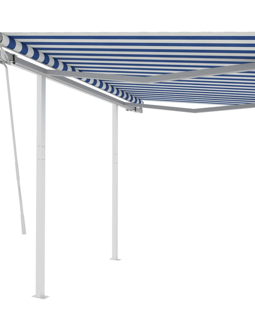 Загрузите изображение в средство просмотра галереи, Copertină retractabilă manual cu stâlpi albastru/alb 3,5x2,5 m - Lando
