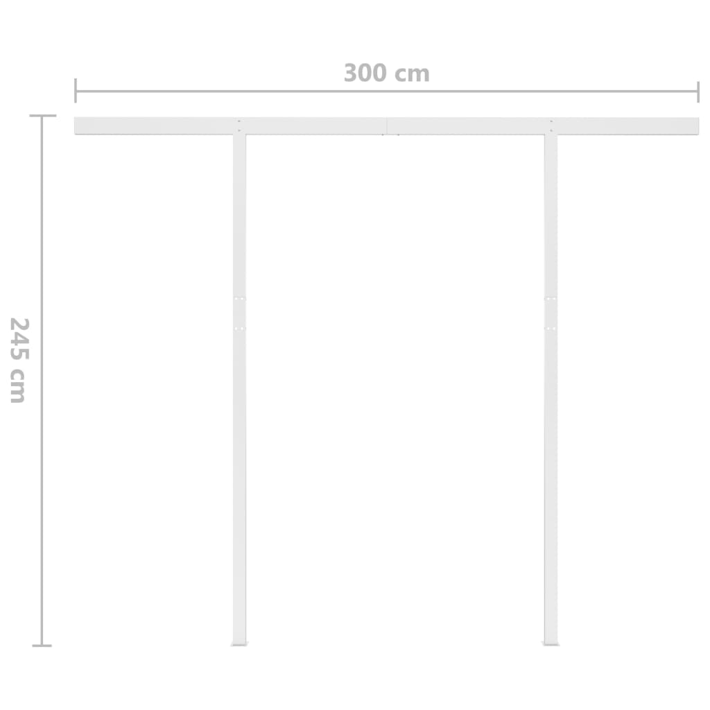 Copertină retractabilă manual cu stâlpi, crem, 3,5x2,5 m