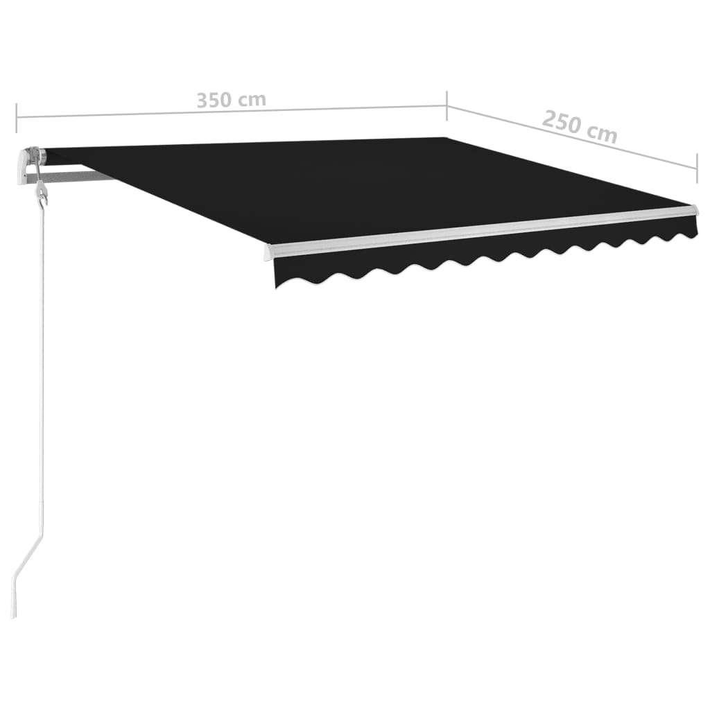 Copertină retractabilă manual cu stâlpi, antracit, 3,5x2,5 m - Lando