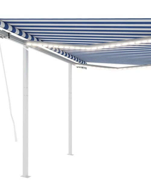 Încărcați imaginea în vizualizatorul Galerie, Copertină automată cu senzor vânt &amp; LED albastru/alb 3,5x2,5 m
