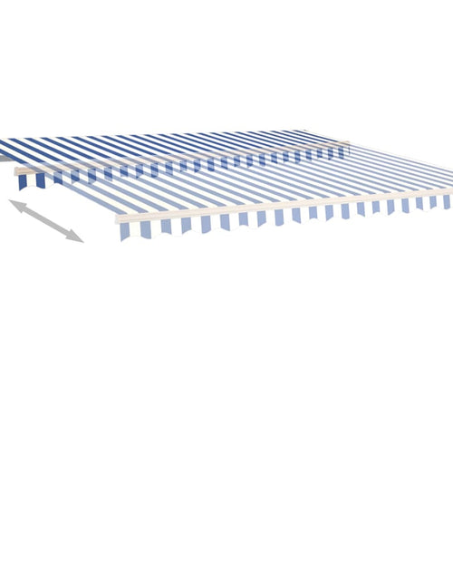 Загрузите изображение в средство просмотра галереи, Copertină retractabilă manual, cu stâlpi, albastru/alb, 4x3 m
