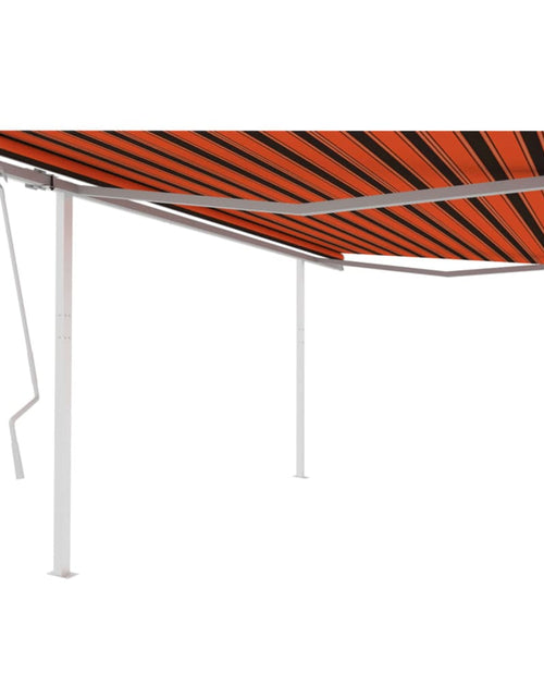 Încărcați imaginea în vizualizatorul Galerie, Copertină retractabilă manual cu stâlpi, portocaliu&amp;maro, 4x3 m
