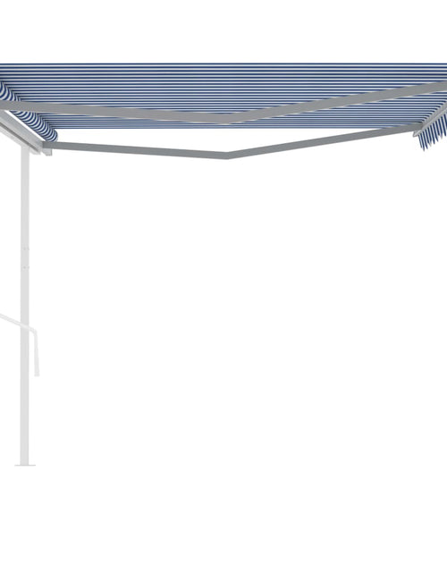 Загрузите изображение в средство просмотра галереи, Copertină retractabilă automat, cu stâlpi, albastru&amp;alb, 4x3 m - Lando
