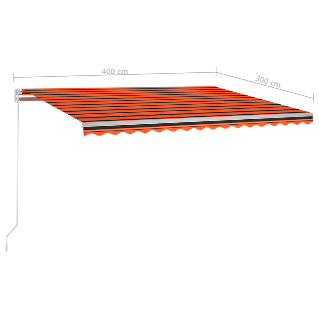 Copertină retractabilă automat cu stâlpi, portocaliu&maro 4x3 m - Lando