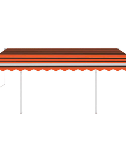 Загрузите изображение в средство просмотра галереи, Copertină retractabilă automat cu stâlpi, portocaliu&amp;maro 4x3 m
